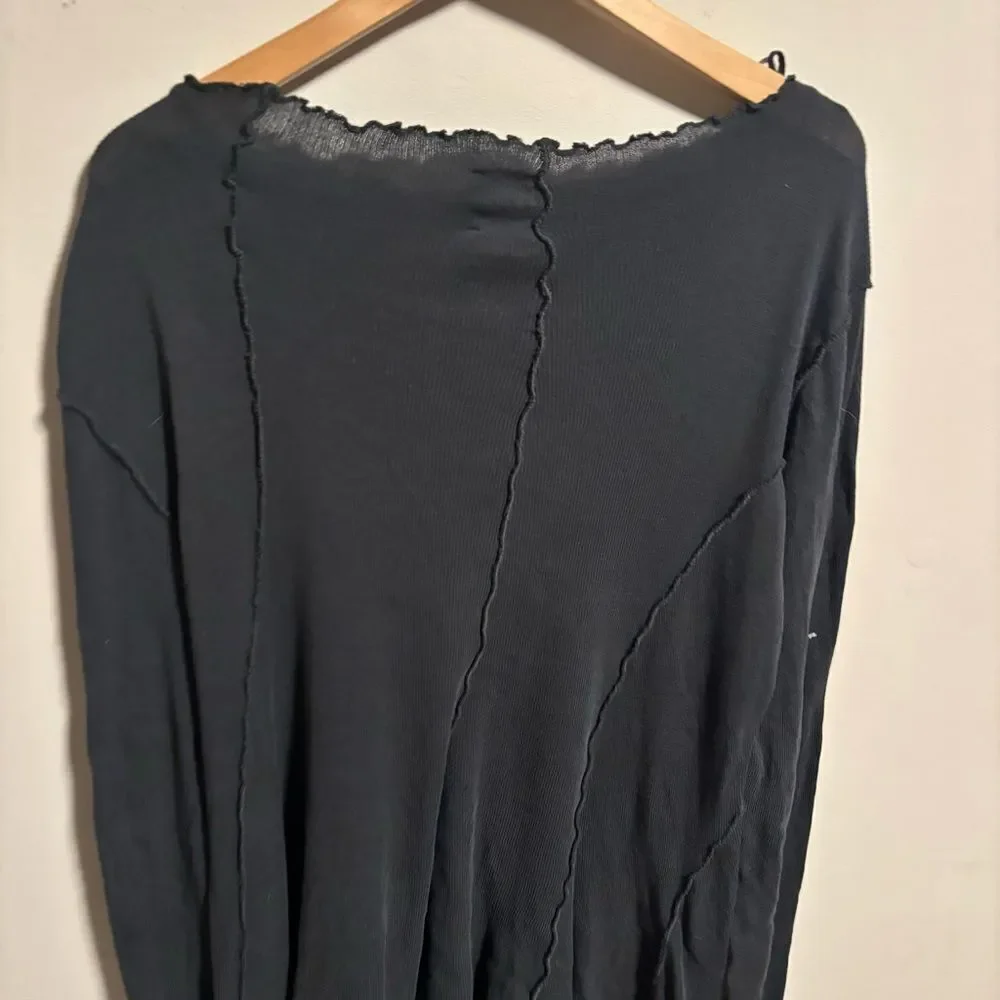 Free People Care Full Swing Asymmetrical Tunic - Black- Size Large